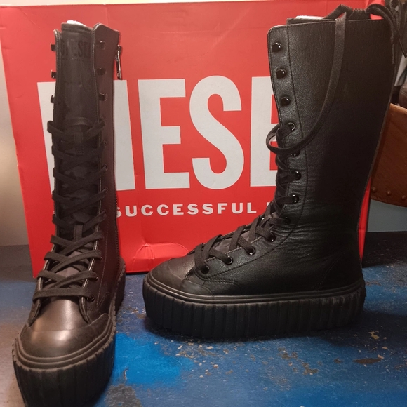 Diesel Black High-Top Boots